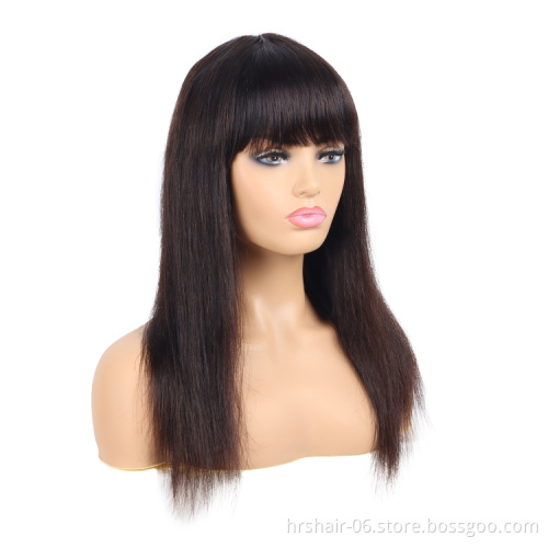 Li&Queen Hot Products Full Machine Straight Wigs Straight Human Hair Wigs With Bangs Brazilian Remy Hair Wigs
